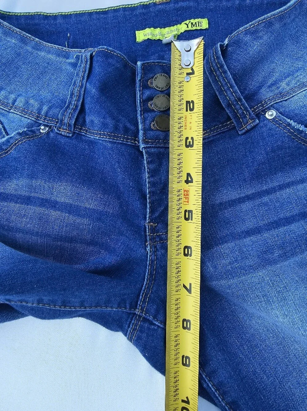 YMI Wanna Betta Butt? High Rise Distressed Denim Bermuda Shorts - Size 5